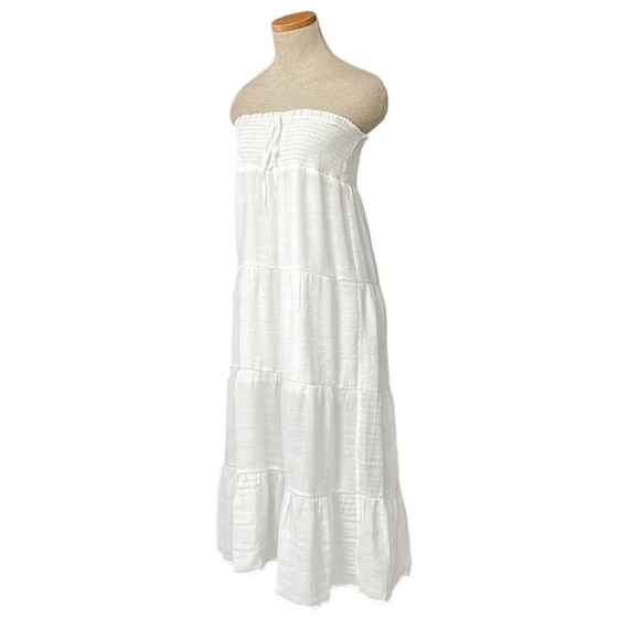 Love Tree Dress Womens Large White Maxi Panel Strapless Smocked Bohemian - Picture 3 of 17
